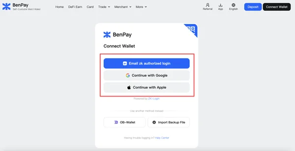BenPay Clean DeFi Interface