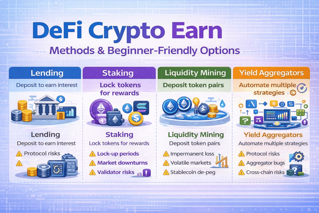 DeFi Crypto Earn Methods & Beginner Friendly Options