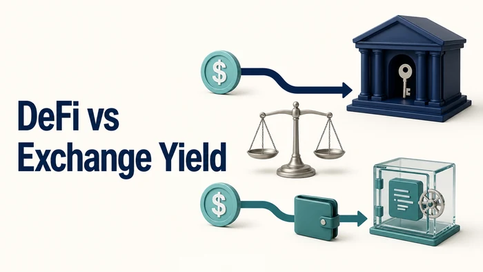 DeFi yield and exchange yield compared through custody routes