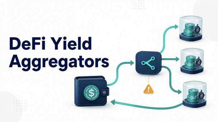 DeFi yield aggregator routing a wallet deposit among several yield routes