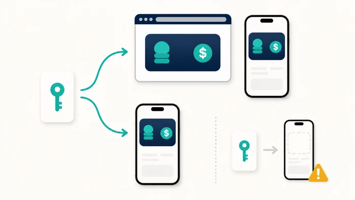 One wallet recovery credential restoring the same browser and mobile wallet