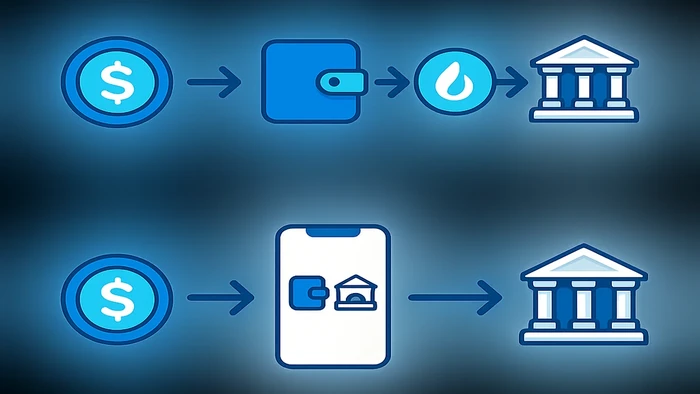 Direct protocol steps compared with a routed DeFi platform path