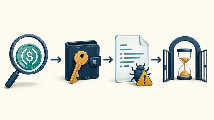 Stablecoin deposit, contract, and withdrawal risks illustrated