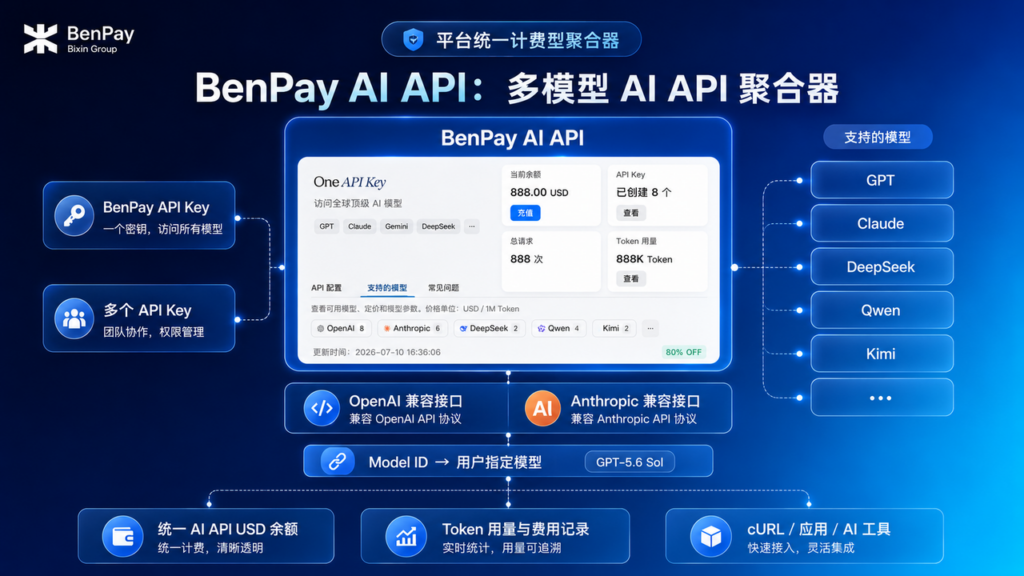 BenPay AI API - 平台统一计费型多模型 AI API 聚合器