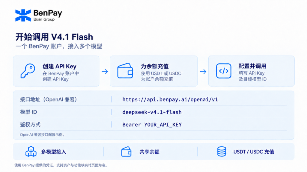 如何用 BenPay AI API 调用 DeepSeek V4.1 Flash